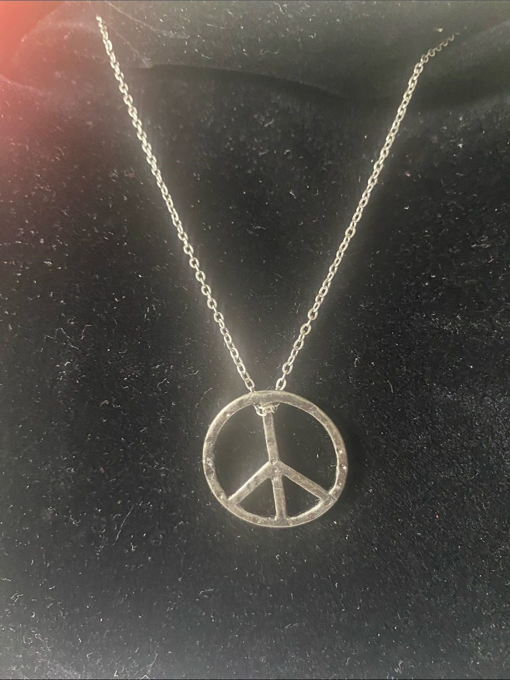 Sterling Silver Peace Sign Pendant Necklace - Silver unisex 16 inch